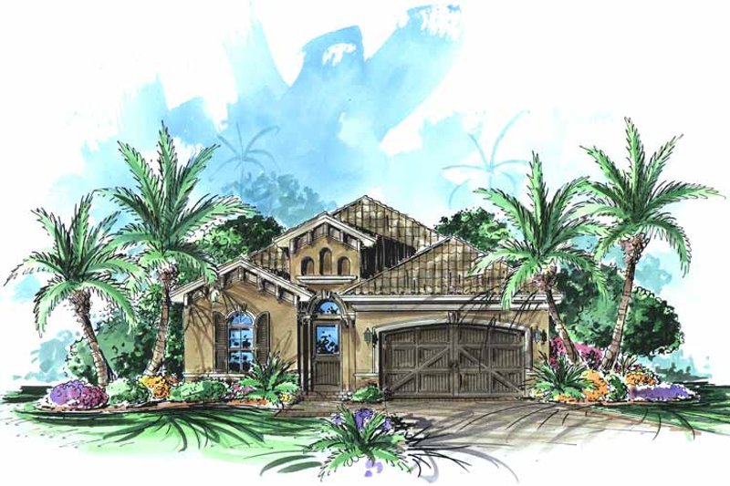House Design - Exterior - Front Elevation 3 for Mediterranean House Plan #1017-80 - 3 bed, 2 bath