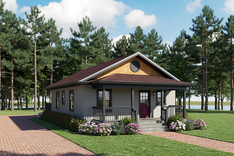 House Blueprint - Bungalow Exterior - Front Elevation Plan #30-373