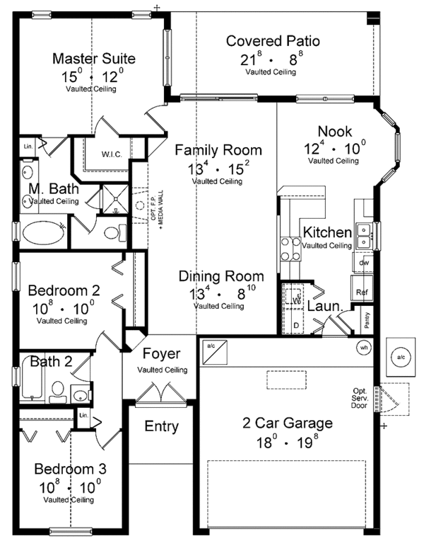 Architectural House Design - Country Floor Plan - Main Floor Plan #1015-26
