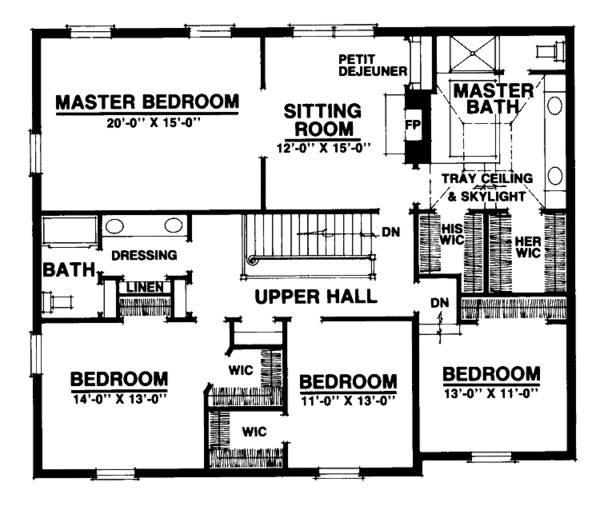 House Design - Classical Floor Plan - Upper Floor Plan #1016-23