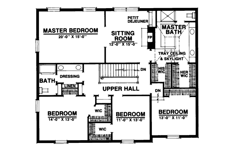 Home Plan - Floor Plan - Upper Floor for Classical House Plan #1016-23 - 4 bed, 2 bath