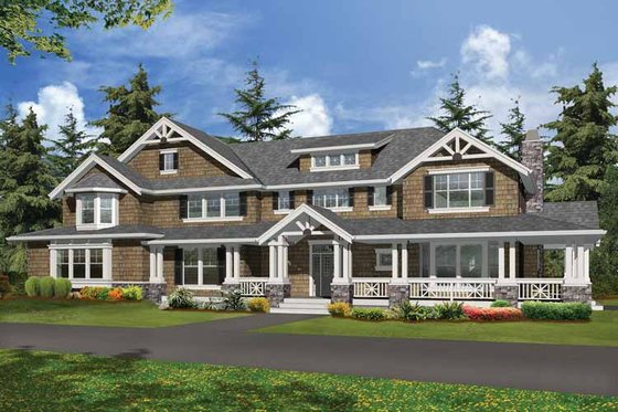 Exterior - Front Elevation 3 for Craftsman House Plan #132-335 - 4 bed, 3.5 bath