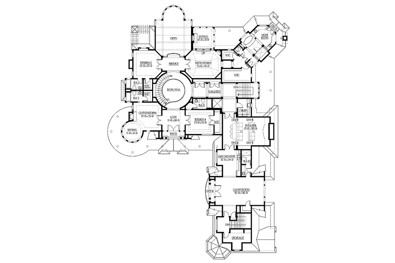 Dream House Plan - Floor Plan - Upper Floor for Craftsman House Plan #132-353 - 4 bed, 5 bath