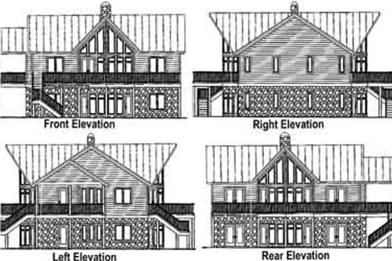 Exterior - Rear Elevation for Contemporary House Plan #115-154 - 4 bed, 4.5 bath