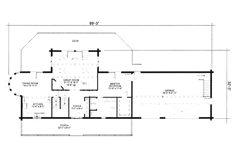 Dream House Plan - Floor Plan - Main Floor for Log House Plan #964-7 - 2 bed, 2 bath