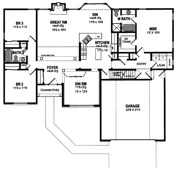 Architectural House Design - Traditional Floor Plan - Main Floor Plan #316-240