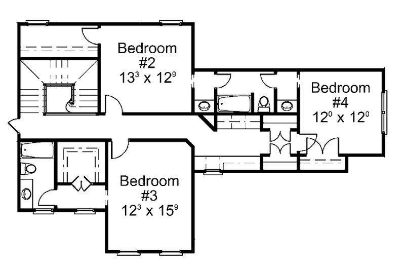 House Plan Design - Floor Plan - Upper Floor for Colonial House Plan #429-395 - 4 bed, 3.5 bath