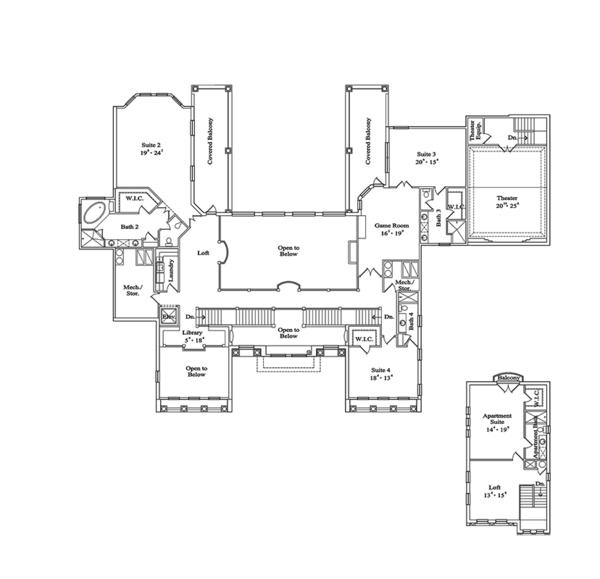House Blueprint - Mediterranean Floor Plan - Upper Floor Plan #417-817