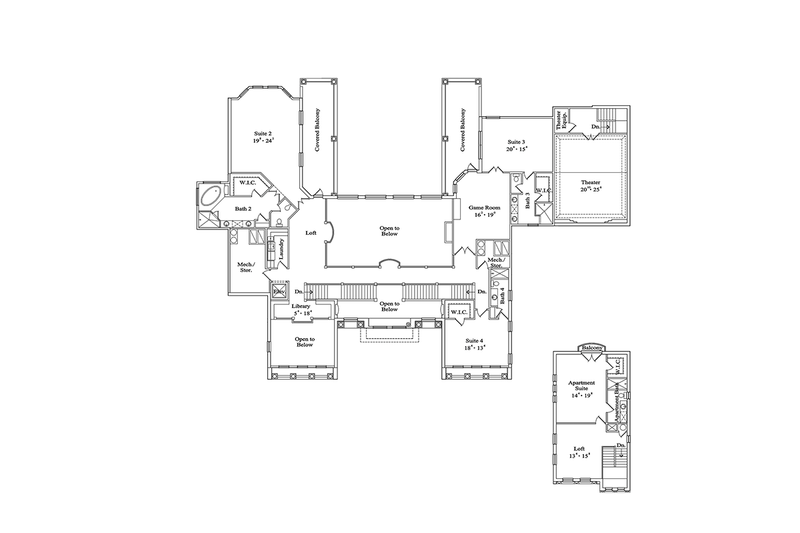 Home Plan - Floor Plan - Upper Floor for Mediterranean House Plan #417-817 - 6 bed, 6 bath