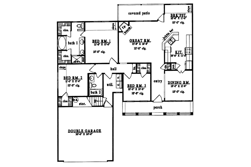 Home Plan - Floor Plan - Main Floor for Country House Plan #42-438 - 3 bed, 2 bath