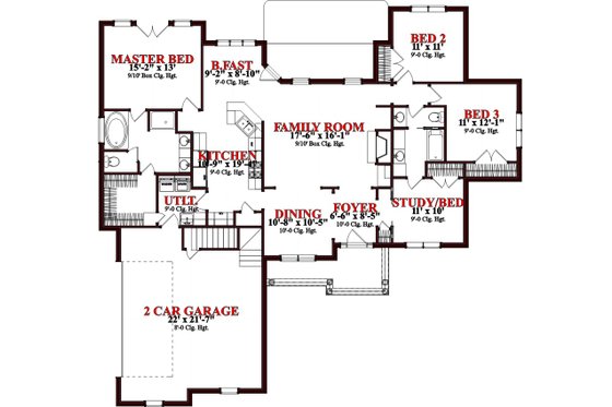 Floor Plan - Main Floor for Traditional House Plan #63-357 - 3 bed, 2 bath