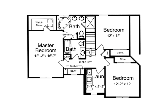 Floor Plan - Upper Floor for Country House Plan #46-845 - 3 bed, 2.5 bath