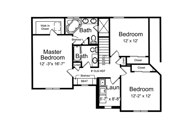 Architectural House Design - Floor Plan - Upper Floor for Country House Plan #46-845 - 3 bed, 2.5 bath
