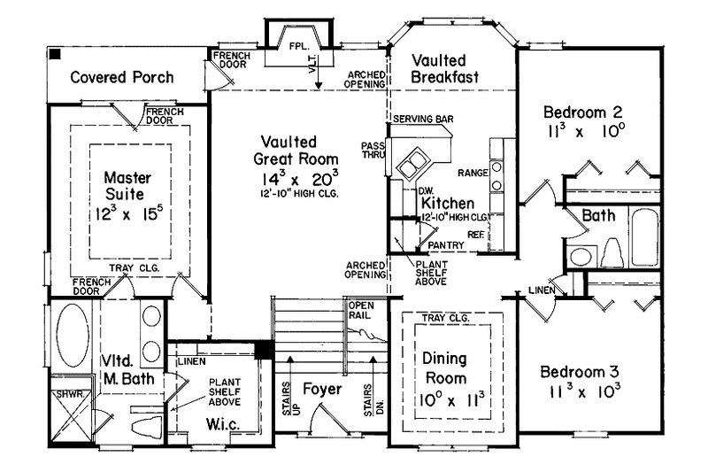 Home Plan - Floor Plan - Main Floor for Mediterranean House Plan #927-130 - 3 bed, 2 bath