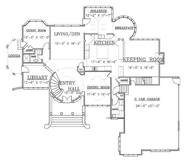 Home Plan - Floor Plan - Main Floor for Country House Plan #119-409 - 5 bed, 4 bath