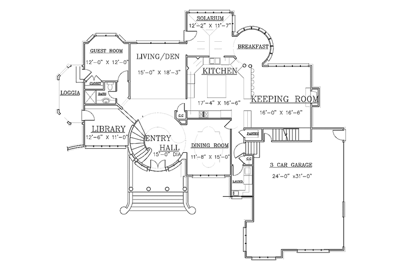 Home Plan - Floor Plan - Main Floor for Country House Plan #119-409 - 5 bed, 4 bath