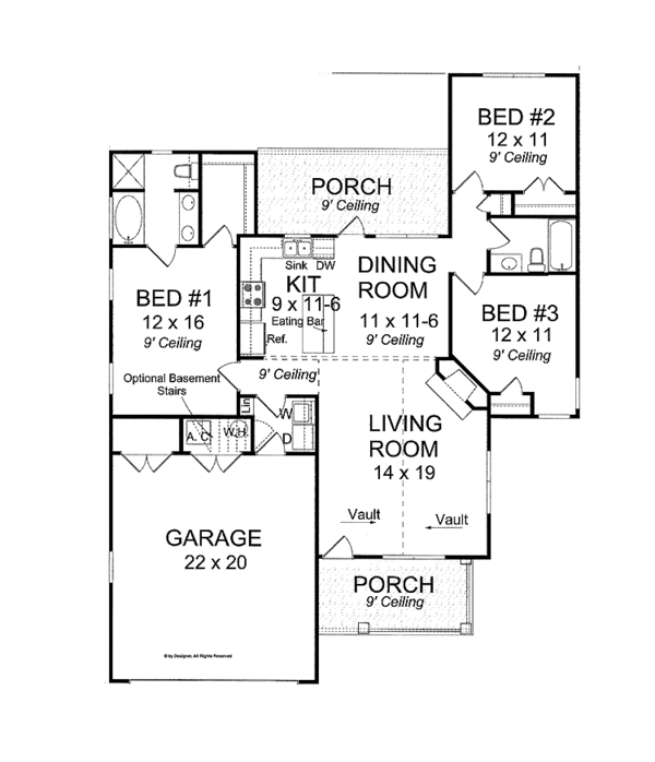 House Plan Design - Craftsman Floor Plan - Main Floor Plan #513-2118