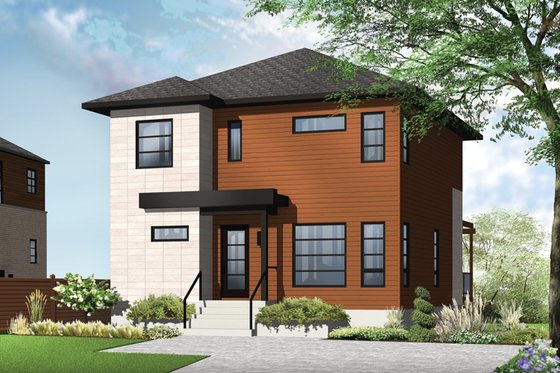 Exterior - Front Elevation 3 for Contemporary House Plan #23-2583 - 3 bed, 1.5 bath