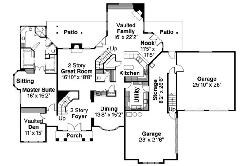Home Plan - Floor Plan - Main Floor 1 for European House Plan #124-319 - 4 bed, 3.5 bath