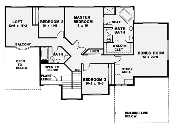 Dream House Plan - Country Floor Plan - Upper Floor Plan #966-54