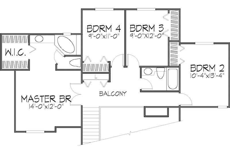 Home Plan - Floor Plan - Upper Floor for Craftsman House Plan #320-947 - 4 bed, 2.5 bath