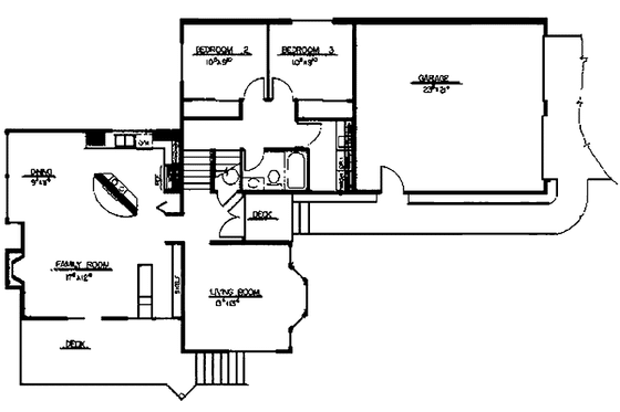 Floor Plan - Main Floor for Contemporary House Plan #60-842 - 3 bed, 2 bath
