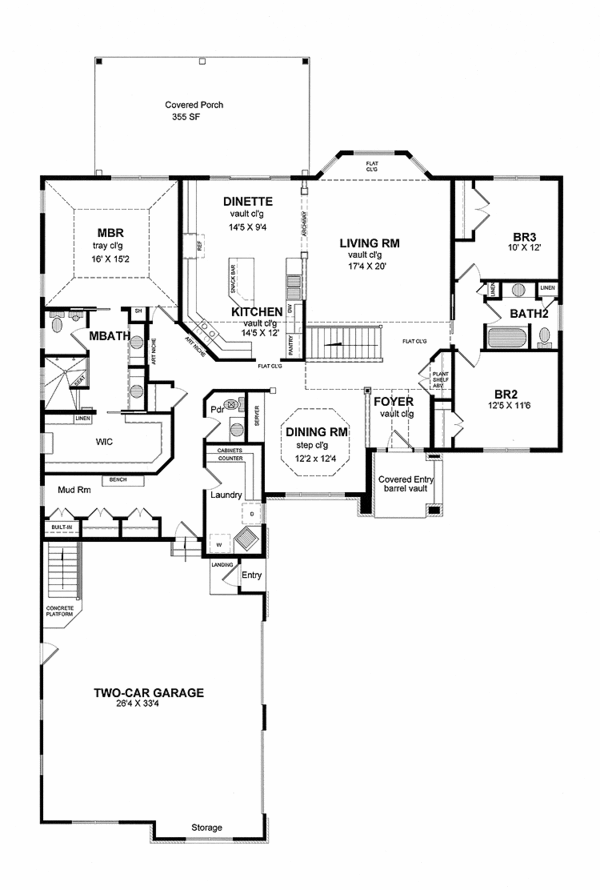 House Plan Design - Ranch Floor Plan - Main Floor Plan #316-269