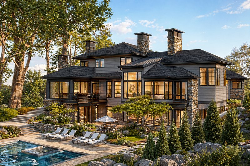 House Plan Design - Exterior - Rear Elevation for Contemporary House Plan #928-261 - 4 bed, 4.5 bath