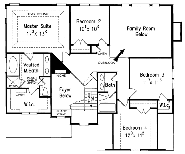 House Plan Design - Colonial Floor Plan - Upper Floor Plan #927-649