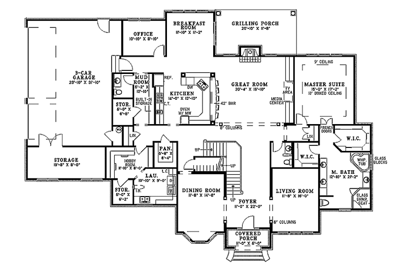 Home Plan - Floor Plan - Main Floor for Traditional House Plan #17-2675 - 4 bed, 3 bath