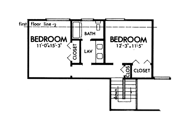 House Blueprint - Floor Plan - Upper Floor for Prairie House Plan #320-1304 - 3 bed, 2 bath