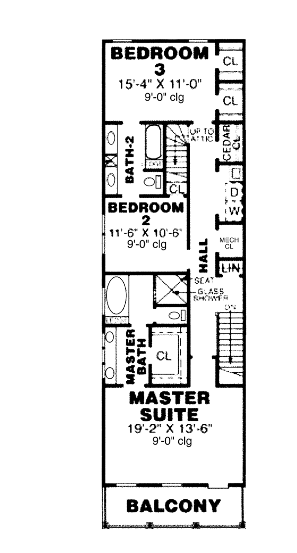 Architectural House Design - Classical Floor Plan - Upper Floor Plan #34-265