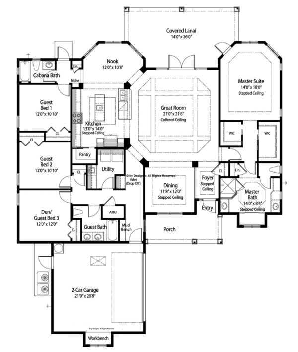 Ranch Floor Plan - Main Floor Plan #938-74