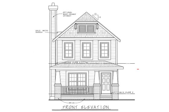 Exterior - Front Elevation 4 for Craftsman House Plan #20-1752 - 3 bed, 3 bath