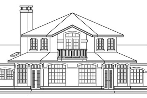 Exterior - Rear Elevation for Mediterranean House Plan #124-572 - 3 bed, 3 bath