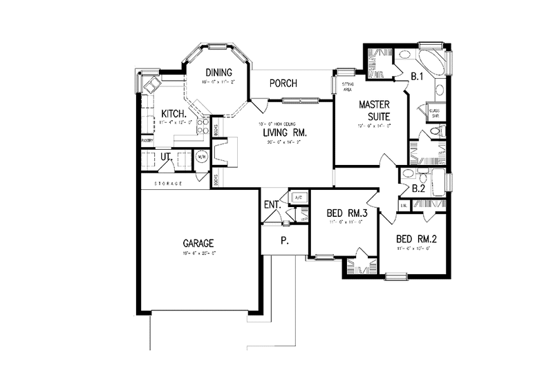 Home Plan - Floor Plan - Main Floor for Country House Plan #40-508 - 3 bed, 2 bath