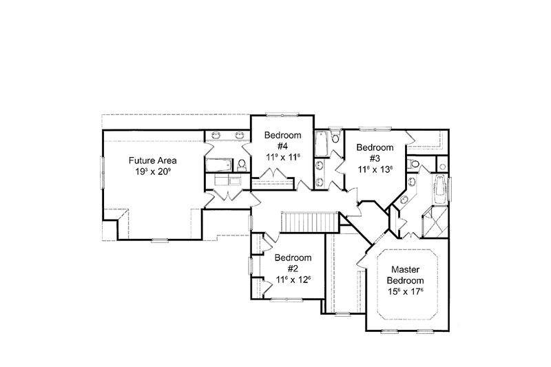 Architectural House Design - Floor Plan - Upper Floor for Colonial House Plan #429-286 - 4 bed, 4 bath
