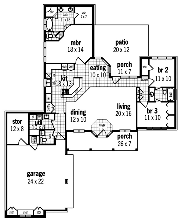 Home Plan - Country Floor Plan - Main Floor Plan #45-509