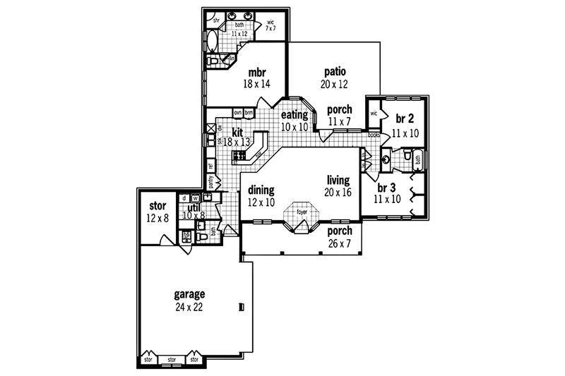 Home Plan - Floor Plan - Main Floor for Country House Plan #45-509 - 3 bed, 2.5 bath
