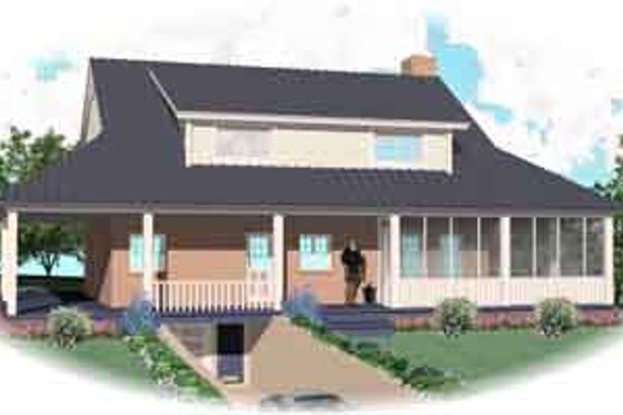 Exterior - Rear Elevation for Southern House Plan #81-773 - 3 bed, 2.5 bath