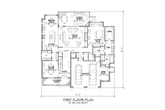 Floor Plan - Main Floor for Craftsman House Plan #1054-38 - 4 bed, 4.5 bath