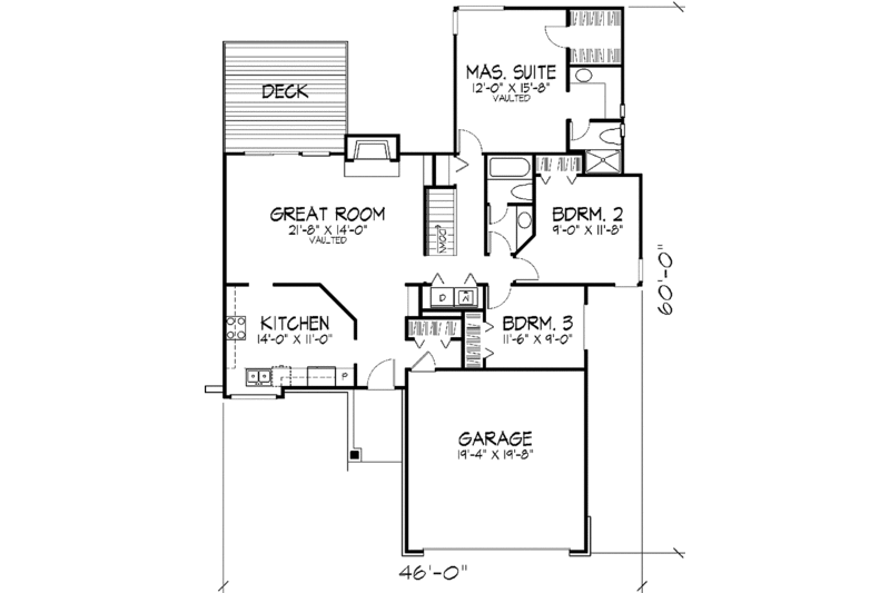 Dream House Plan - Floor Plan - Main Floor for Craftsman House Plan #320-695 - 3 bed, 2 bath