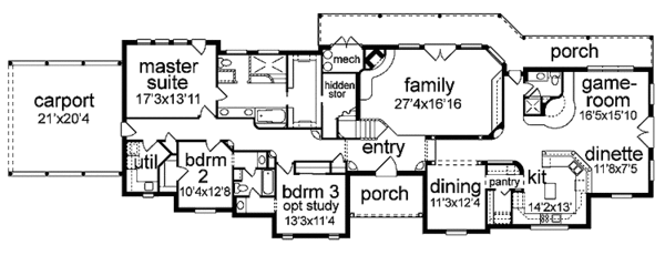 Home Plan - Adobe / Southwestern Floor Plan - Main Floor Plan #84-649