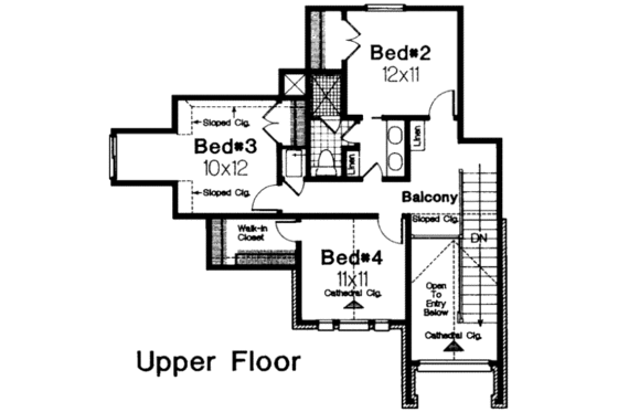 Floor Plan - Upper Floor for European House Plan #310-190 - 4 bed, 2.5 bath