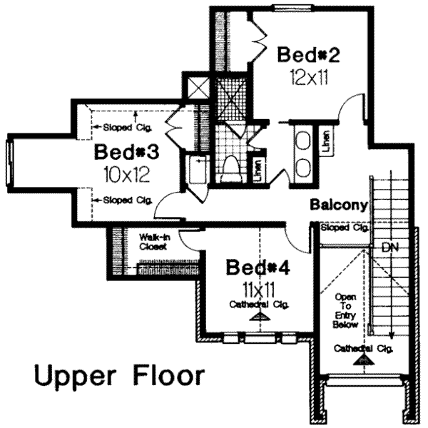 House Design - European Floor Plan - Upper Floor Plan #310-190