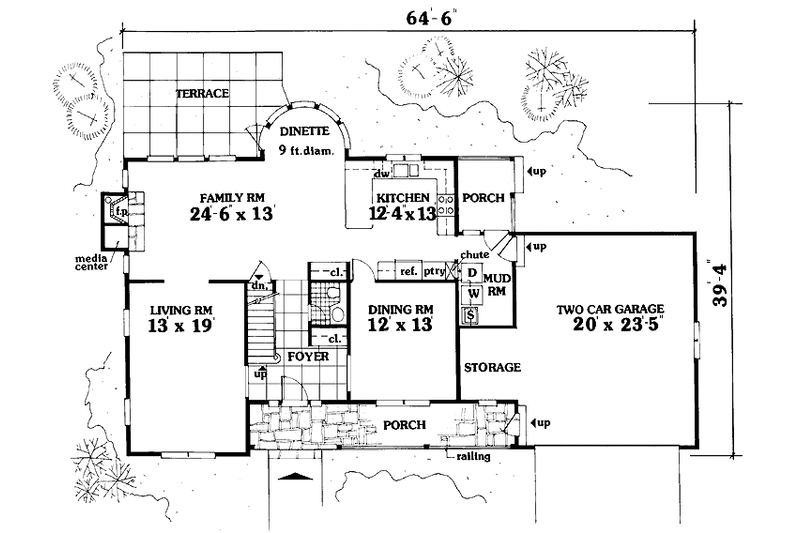 House Blueprint - Floor Plan - Main Floor for Country House Plan #3-316 - 5 bed, 2.5 bath
