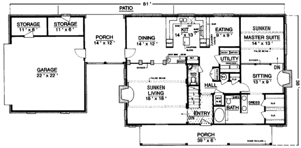 House Plan Design - Country Floor Plan - Main Floor Plan #45-435