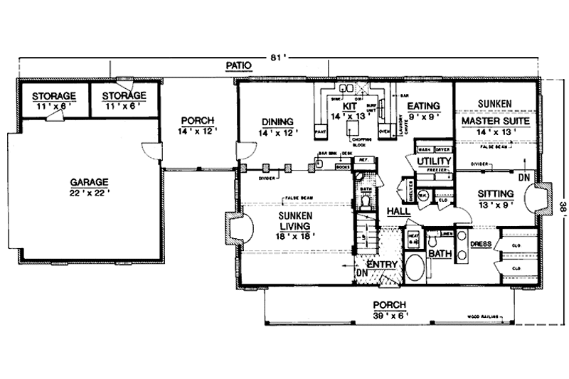 Home Plan - Floor Plan - Main Floor for Country House Plan #45-435 - 4 bed, 2.5 bath