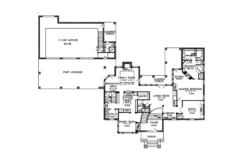 Home Plan - Floor Plan - Main Floor for European House Plan #968-41 - 4 bed, 4.5 bath