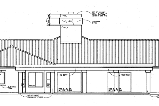 Exterior - Rear Elevation for Prairie House Plan #72-922 - 4 bed, 2.5 bath